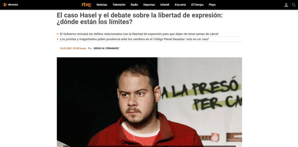 El caso Hasel y la libertad de expresión. RTVE entrevista a nuestro abogado penalista Álvaro Escudero.